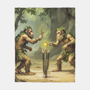 Fantasy Süße Neandertaler beim Tennis spielen Fleecedecke