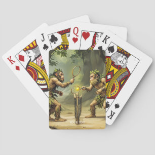 Fantasy Süße Neandertaler beim Tennis spielen Spielkarten