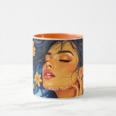 Fantasy Süße Orange Blaue Mädchen Tasse (Zentrum)