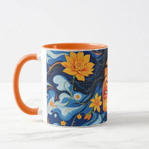 Fantasy Süße Orange Blaue Mädchen Tasse
