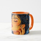 Fantasy Süße Orange Blaue Mädchen Tasse (VorderseiteRechts)
