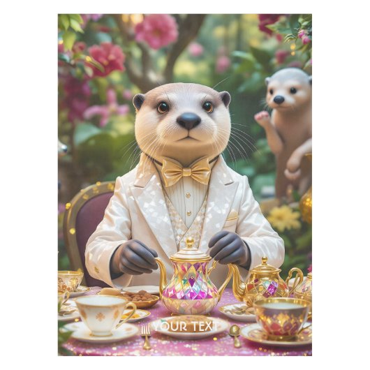 Fantasy süße Otter-Teeparty Tischdecke (Vorderseite)