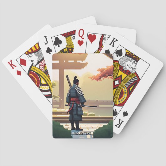 Fantasy Süße Pixel Art Samurai Spielkarten (Rückseite)