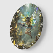 Fantasy Süße Pixie-Schmetterlingsflügel Große Wanduhr (Winkel)