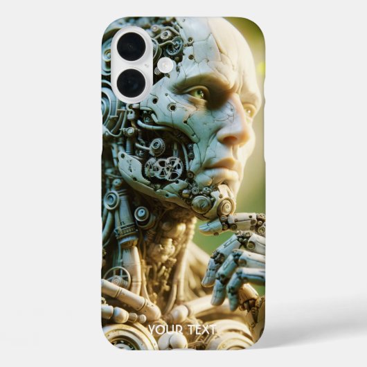 Fantasy Süße Robotergesichtsskulptur Case-Mate iPhone Hülle (Rückseite)