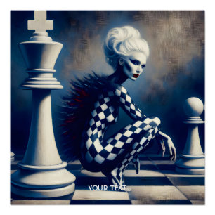 Fantasy Süße Schwarz Weiße Dame Poster