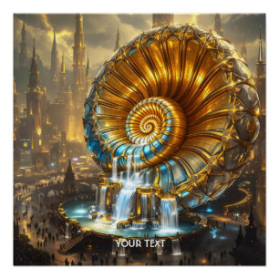 Fantasy Süße Spirale Stadt Wasser Poster