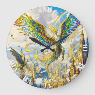 Fantasy Süße Steampunk-Greif-Stadt Große Wanduhr