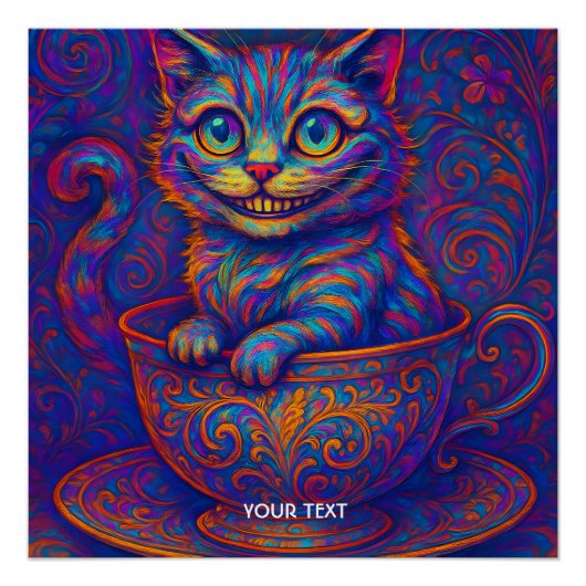 Fantasy Süße Tasse Lachende Katze Poster (Vorderseite)