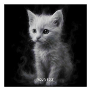 Fantasy Süße Weiße Rauchkatze Poster