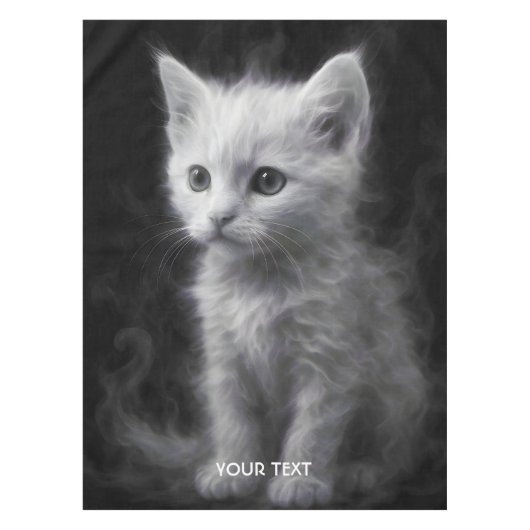 Fantasy Süße Weiße Rauchkatze Tischdecke (Vorderseite)