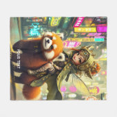 Fantasy Süße Wilde Panda-Fahrt Fleecedecke (Vorderseite (Horizontal))