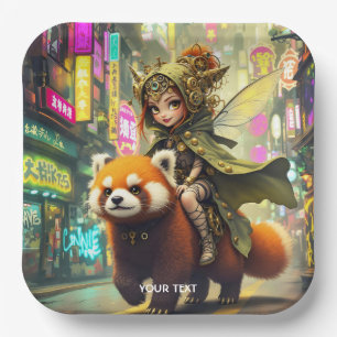 Fantasy Süße Wilde Panda-Fahrt Pappteller