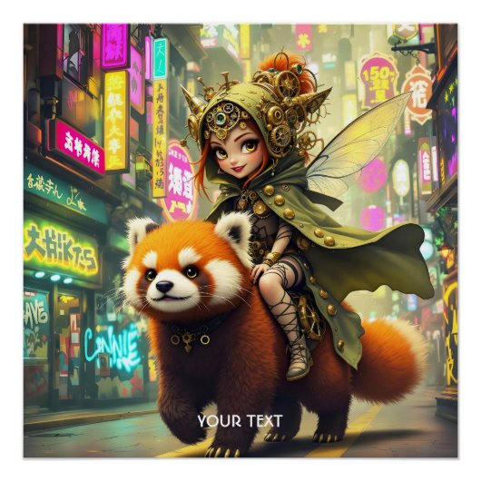 Fantasy Süße Wilde Panda-Fahrt Poster (Vorderseite)