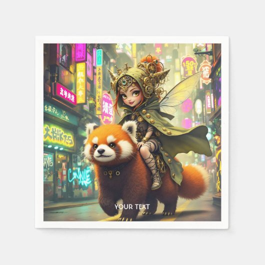 Fantasy Süße Wilde Panda-Fahrt Serviette (Vorderseite)