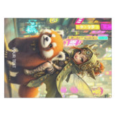 Fantasy Süße Wilde Panda-Fahrt Tischdecke (Vorderseite (Horizontal))