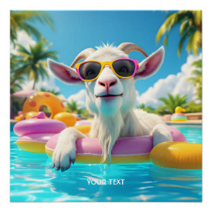 Fantasy Süße Ziege Schwimmbrille Poster