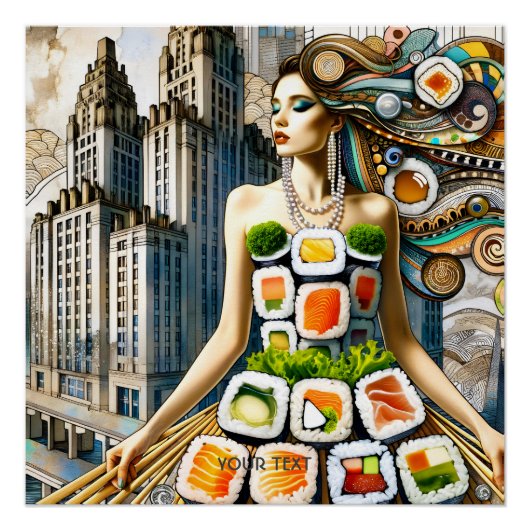Fantasy Süßer Abstrakter Sushi Kleid Poster (Vorderseite)