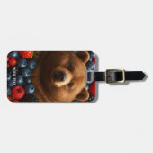 Fantasy süßer Bär mit Beeren Gepäckanhänger (Vorderseite horizontal)