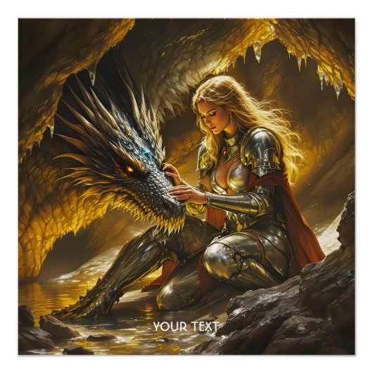 Fantasy Süßer Drache Weiblicher Krieger Poster (Vorderseite)
