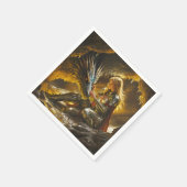 Fantasy Süßer Drache Weiblicher Krieger Serviette (Ecke)