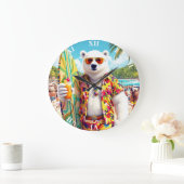 Fantasy Süßer Eisbär Strand Große Wanduhr (Zuhause)