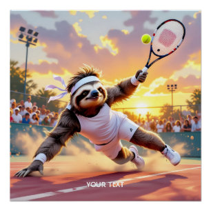 Fantasy Süßer Faultier spielt Tennis Poster