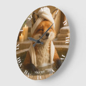 Fantasy Süßer Fuchs im Spa Große Wanduhr (Winkel)