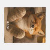 Fantasy Süßer Fuchs Und Socken Fleecedecke (Vorderseite (Horizontal))