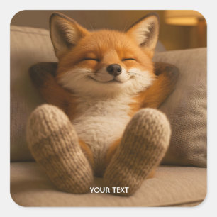 Fantasy Süßer Fuchs Und Socken Quadratischer Aufkleber