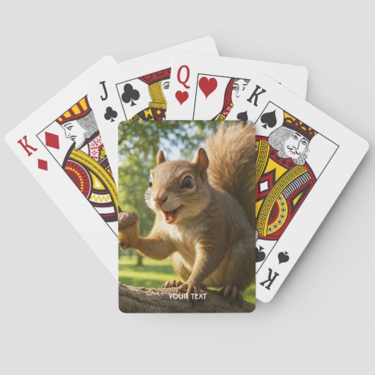 Fantasy Süßer Glücklicher Eichhörnchen Wald Spielkarten (Rückseite)