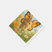 Fantasy Süßer Hase Blumen Flügel Serviette (Ecke)