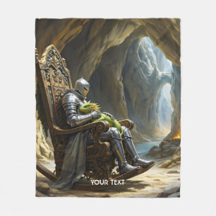 Fantasy Süßer Höhlen-Drachen-Ritter Fleecedecke