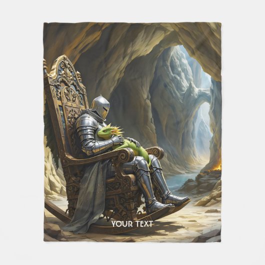 Fantasy Süßer Höhlen-Drachen-Ritter Fleecedecke (Vorderseite)