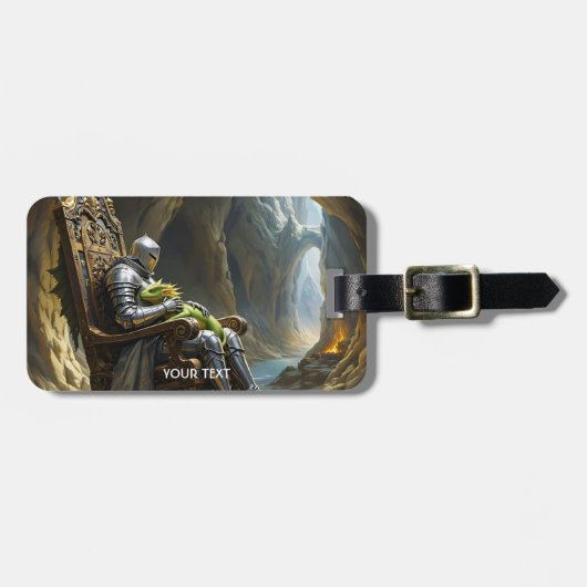 Fantasy Süßer Höhlen-Drachen-Ritter Gepäckanhänger (Vorderseite horizontal)