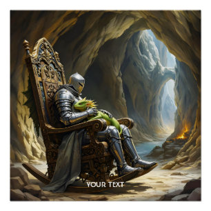 Fantasy Süßer Höhlen-Drachen-Ritter Poster