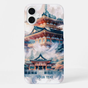 Fantasy Süßer Japanischer Tempel Wasserfarbe iPhone 16 Plus Hülle