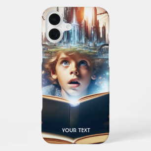 Fantasy Süßer Junge Stadt Buch iPhone 16 Plus Hülle
