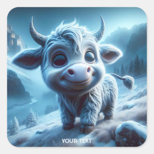Fantasy süßer lächelnder Babybulle Quadratischer Aufkleber
