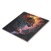 Fantasy Süßer Leopard bei Sonnenuntergang Fliese (Seite)