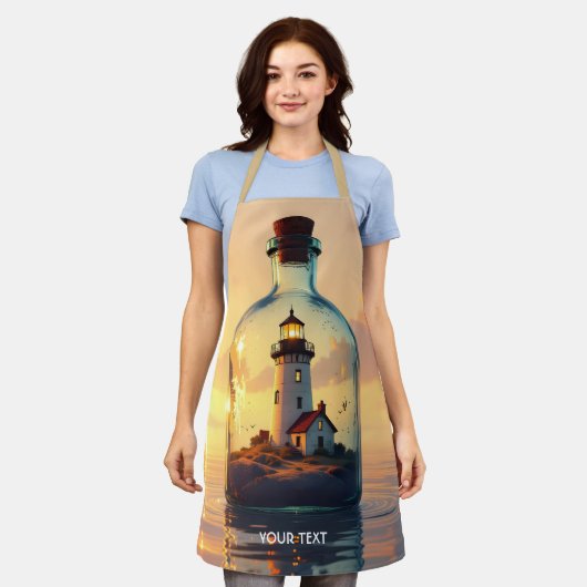 Fantasy Süßer Leuchtturm In Flasche Schürze (Getragen)