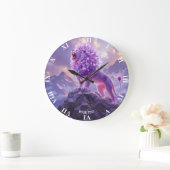 Fantasy Süßer Lila Amethyst Löwe Große Wanduhr (Zuhause)