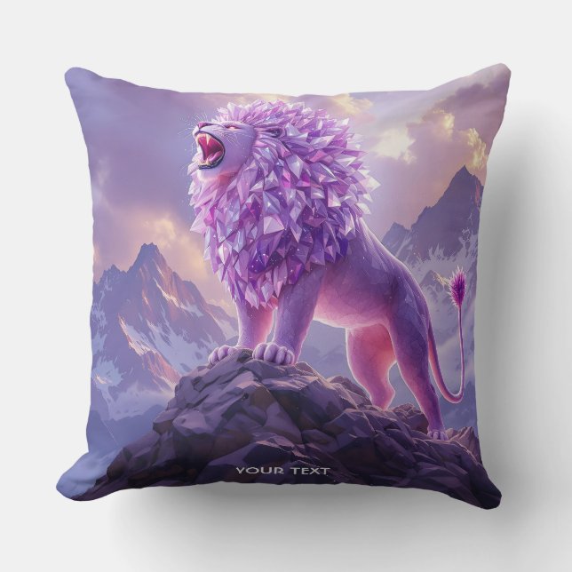 Fantasy Süßer Lila Amethyst Löwe Kissen (Vorderseite)