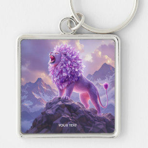 Fantasy Süßer Lila Amethyst Löwe Schlüsselanhänger
