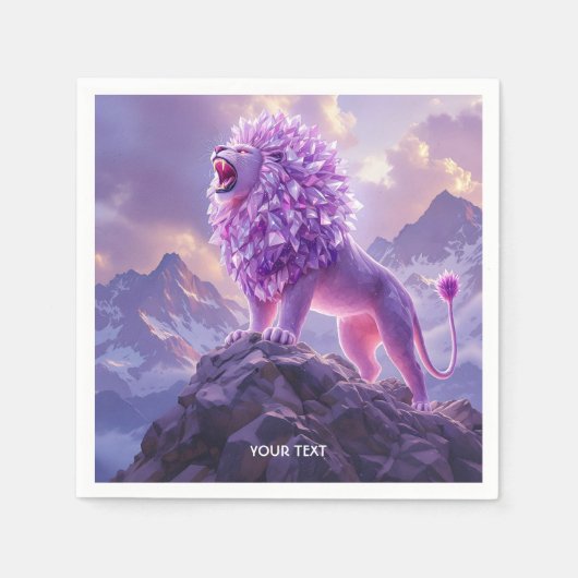 Fantasy Süßer Lila Amethyst Löwe Serviette (Vorderseite)
