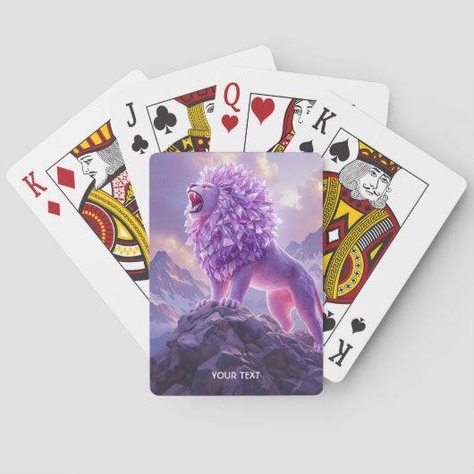 Fantasy Süßer Lila Amethyst Löwe Spielkarten (Rückseite)