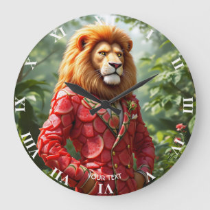 Fantasy Süßer Löwe Wassermelonen Kostüm Große Wanduhr