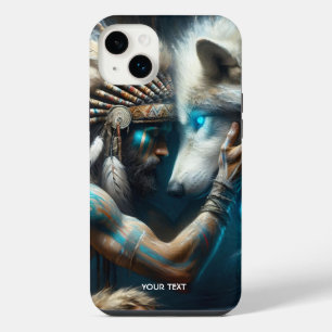 Fantasy Süßer Mann Umarmt Wolf iPhone 14 Plus Hülle
