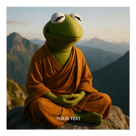 Fantasy Süßer Mönch Frosch Berge Poster (Vorderseite)