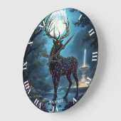 Fantasy Süßer Mondhirsch Nacht Große Wanduhr (Winkel)